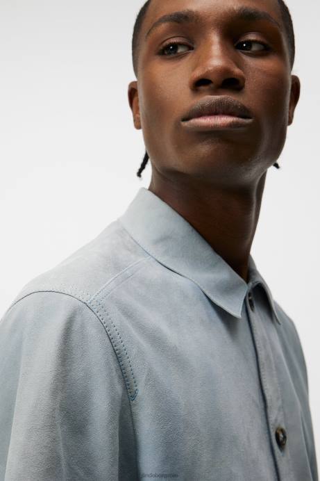 Men J.Lindeberg Dream Blue Shorty Suede Shirt Clothing 8R621178