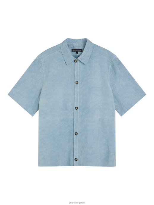 Men J.Lindeberg Dream Blue Shorty Suede Shirt Clothing 8R621178