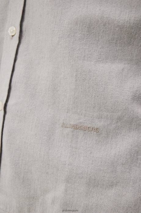 Men J.Lindeberg Light Grey Light Flannel Slim Shirt Clothing 8R621156