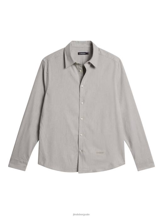 Men J.Lindeberg Light Grey Light Flannel Slim Shirt Clothing 8R621156