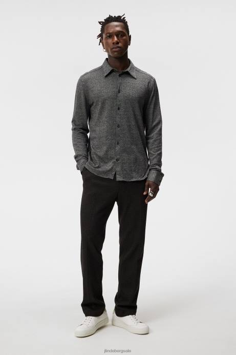 Men J.Lindeberg Mid Grey Melange Marlon Jersey Slim Shirt Clothing 8R621155