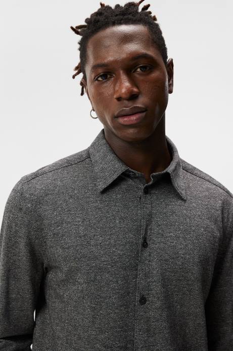 Men J.Lindeberg Mid Grey Melange Marlon Jersey Slim Shirt Clothing 8R621155