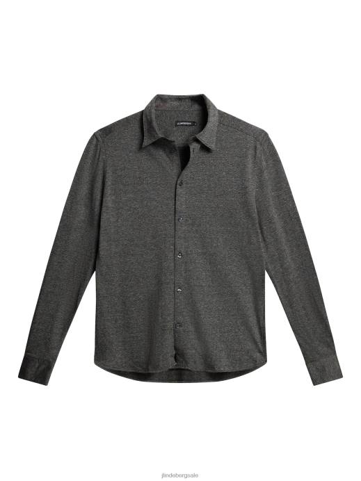 Men J.Lindeberg Mid Grey Melange Marlon Jersey Slim Shirt Clothing 8R621155