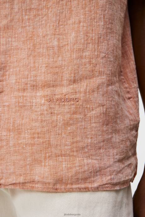 Men J.Lindeberg Minimal Linen Melange Short Sleeve Shirt Clothing 8R621175