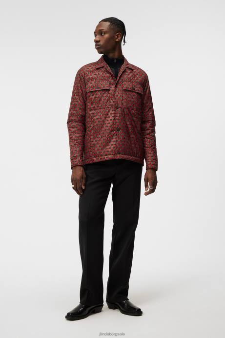 Men J.Lindeberg Monk Geo Black Nile Padded Print Overshirt Clothing 8R621148