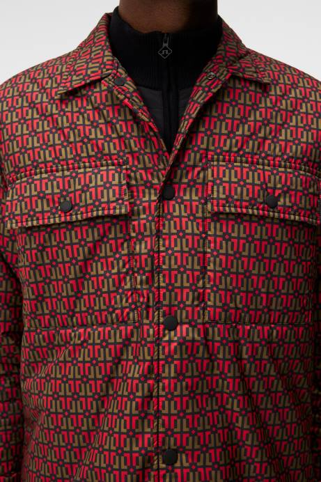 Men J.Lindeberg Monk Geo Black Nile Padded Print Overshirt Clothing 8R621148