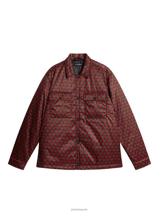 Men J.Lindeberg Monk Geo Black Nile Padded Print Overshirt Clothing 8R621148