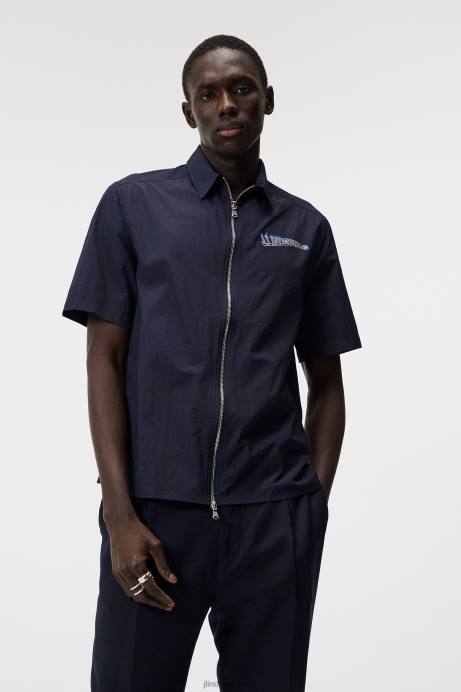 Men J.Lindeberg Navy Chainy Nylon Zip Shirt Clothing 8R621167