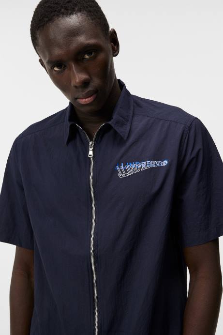 Men J.Lindeberg Navy Chainy Nylon Zip Shirt Clothing 8R621167