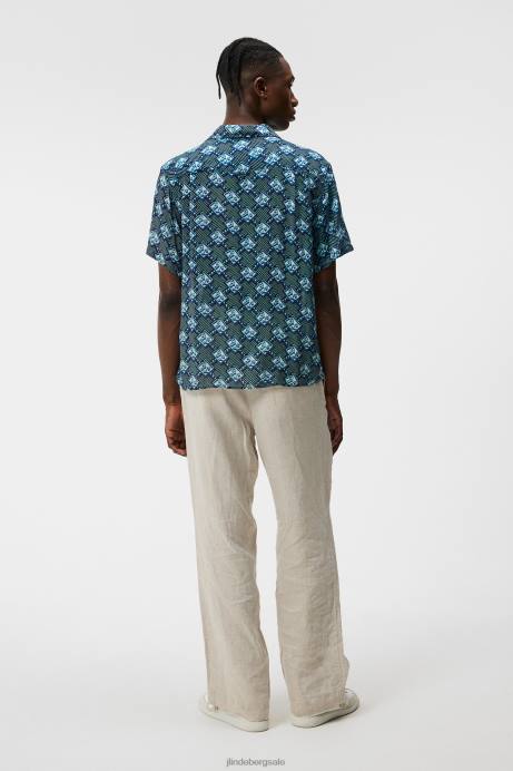 Men J.Lindeberg Navy Donso Diamond Boxy Shirt Clothing 8R621172