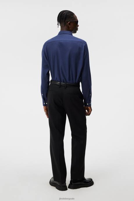 Men J.Lindeberg Navy Light Flannel Slim Shirt Clothing 8R621157