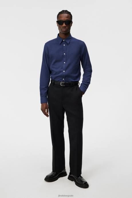 Men J.Lindeberg Navy Light Flannel Slim Shirt Clothing 8R621157