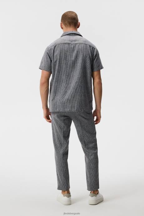 Men J.Lindeberg Navy Linen Mix Relax Shirt Clothing 8R621169