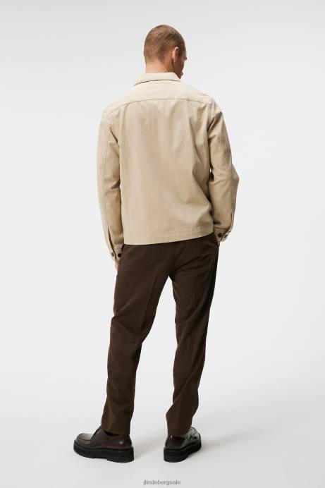 Men J.Lindeberg Oyster Gray Lando Organic Twill Overshirt Clothing 8R621159