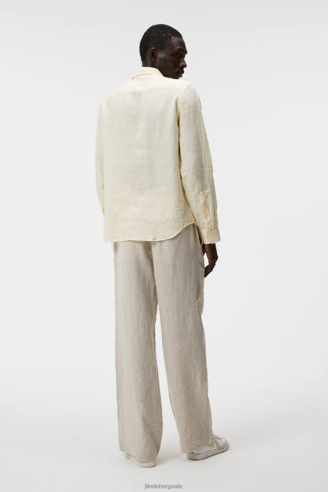 Men J.Lindeberg Pear Sorbet Clean Linen Slim Shirt Clothing 8R621173