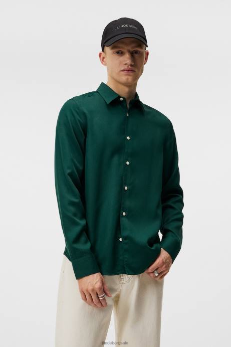 Men J.Lindeberg Rain Forest Comfort Tencel Slim Shirt Clothing 8R621186