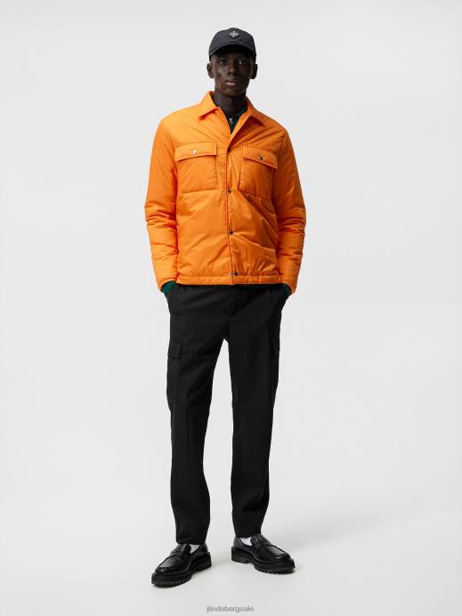 Men J.Lindeberg Russet Orange Nile Nylon Overshirt Clothing 8R621191