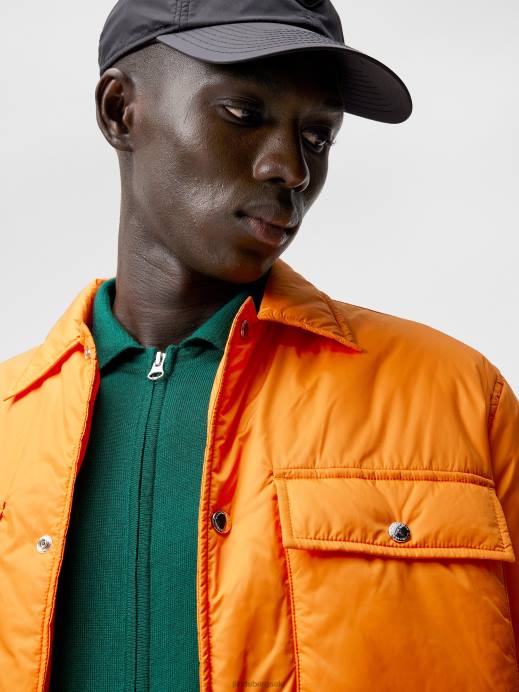 Men J.Lindeberg Russet Orange Nile Nylon Overshirt Clothing 8R621191