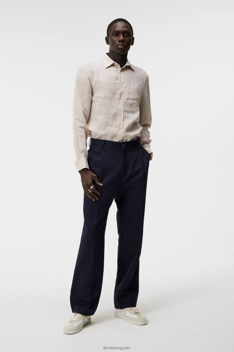 Men J.Lindeberg Safari Beige Linen Melange Long Sleeve Slim Shirt Clothing 8R621179