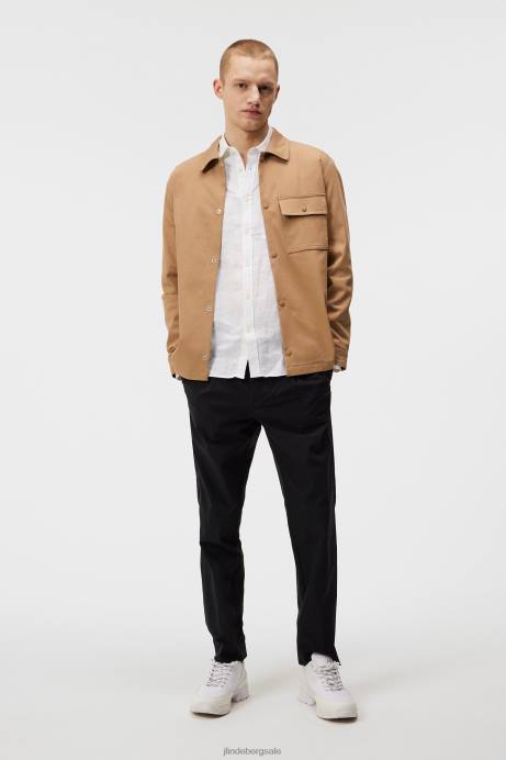 Men J.Lindeberg White Clean Linen Slim Shirt Clothing 8R621188