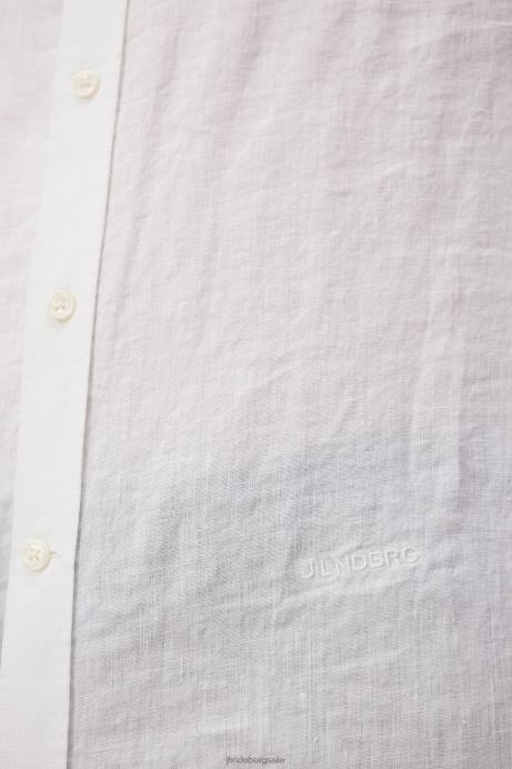 Men J.Lindeberg White Clean Linen Slim Shirt Clothing 8R621188