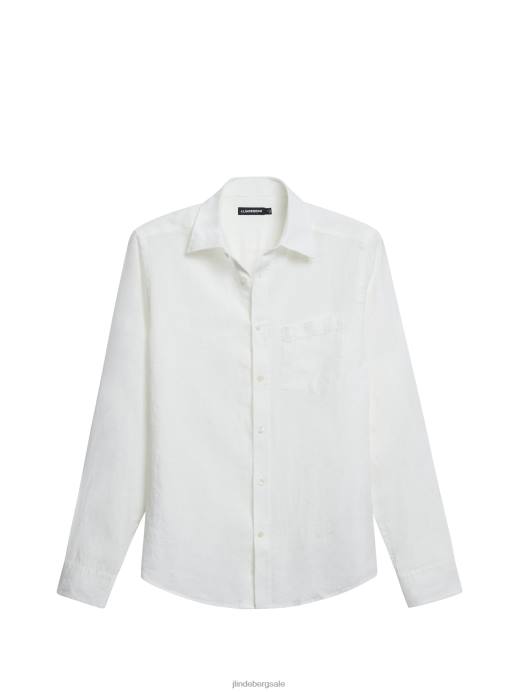 Men J.Lindeberg White Clean Linen Slim Shirt Clothing 8R621188