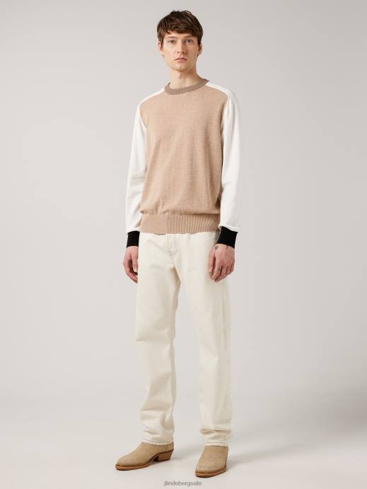 Men J.Lindeberg Batique Khaki Morgan Color Blocked Sweater Clothing 8R622356