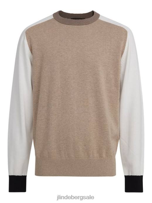 Men J.Lindeberg Batique Khaki Morgan Color Blocked Sweater Clothing 8R622356