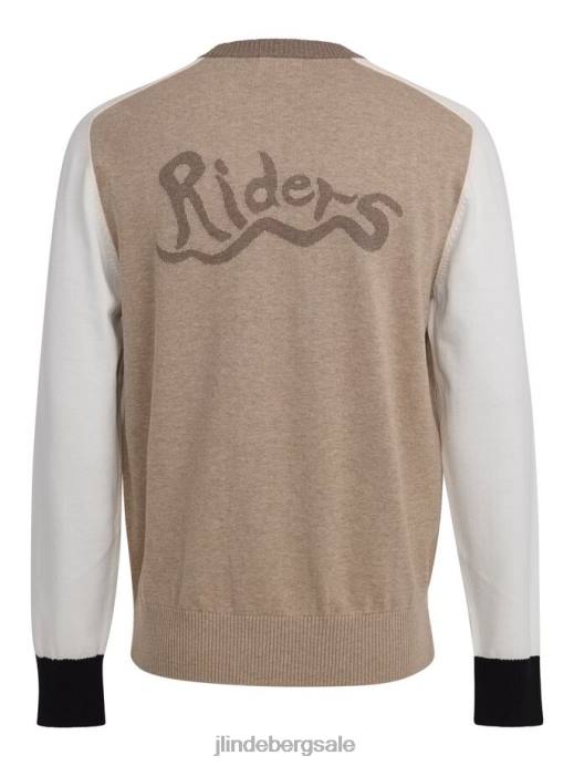 Men J.Lindeberg Batique Khaki Morgan Color Blocked Sweater Clothing 8R622356