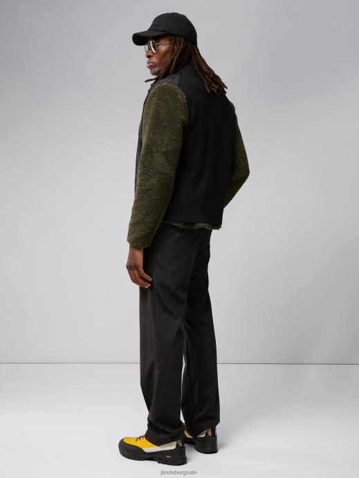 Men J.Lindeberg Black Becket Hybrid Zip Vest Clothing 8R622298