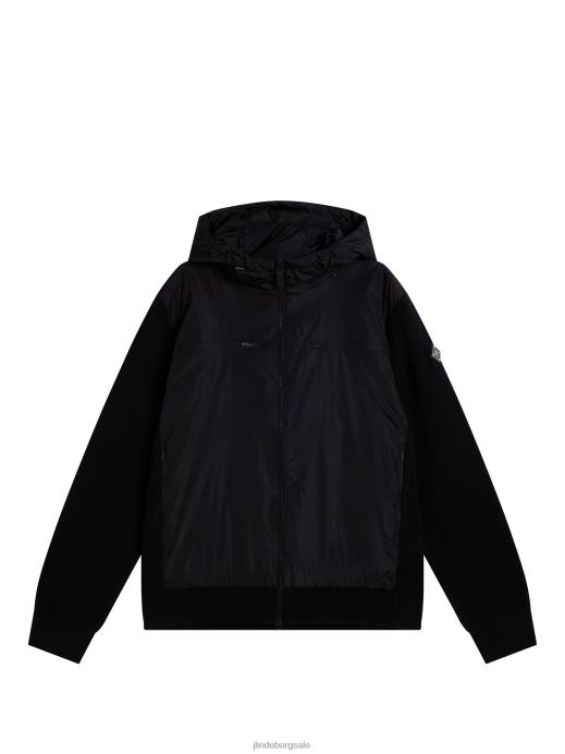 Men J.Lindeberg Black Ben Hybrid Knitted Jacket Clothing 8R621051
