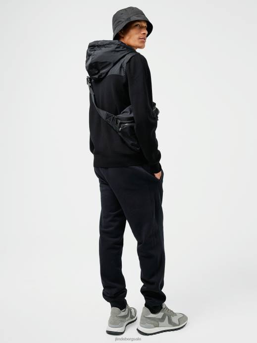 Men J.Lindeberg Black Bode Hooded Jacket Clothing 8R622361