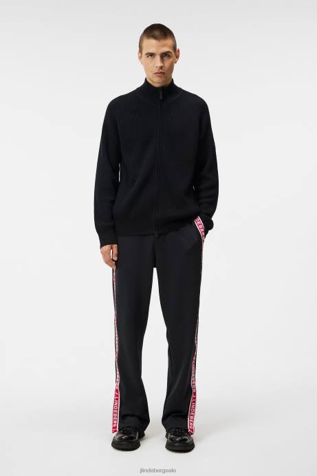 Men J.Lindeberg Black Kyler Wool Blend Zip Clothing 8R621003