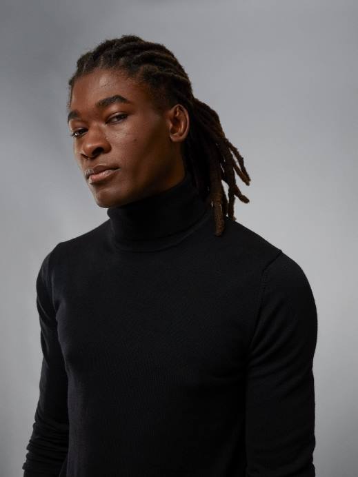 Men J.Lindeberg Black Lyd Merino Turtleneck Sweater Clothing 8R622319