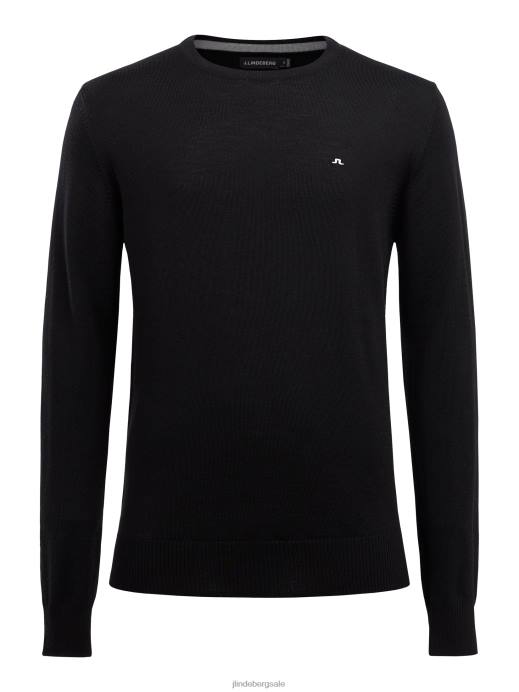 Men J.Lindeberg Black Lyle True Merino Sweater Clothing 8R621082