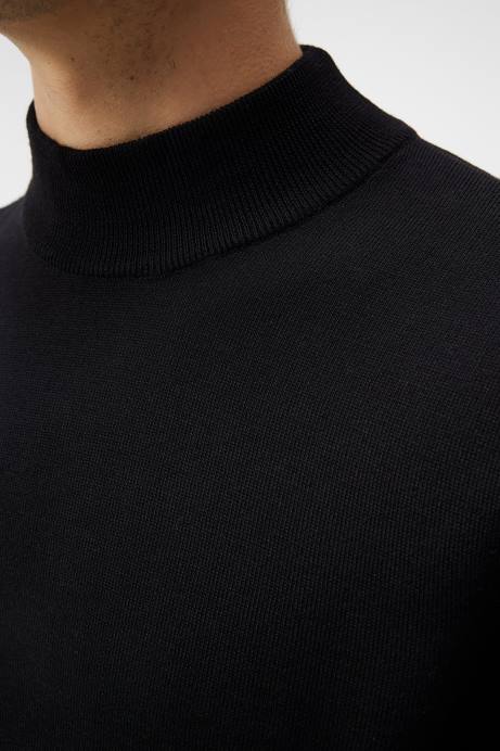 Men J.Lindeberg Black Norman Merino Turtle Neck Clothing 8R621001