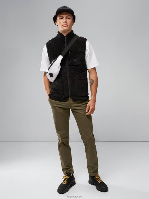 Men J.Lindeberg Black Patrik Pile Fleece Vest Clothing 8R622271