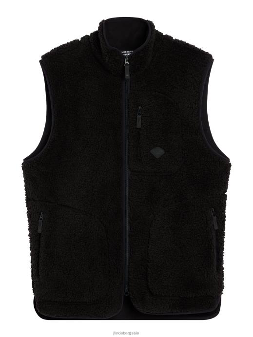 Men J.Lindeberg Black Patrik Pile Fleece Vest Clothing 8R622271