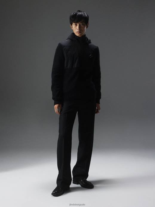 Men J.Lindeberg Black Perry Hybrid Hood Jacket Clothing 8R622276