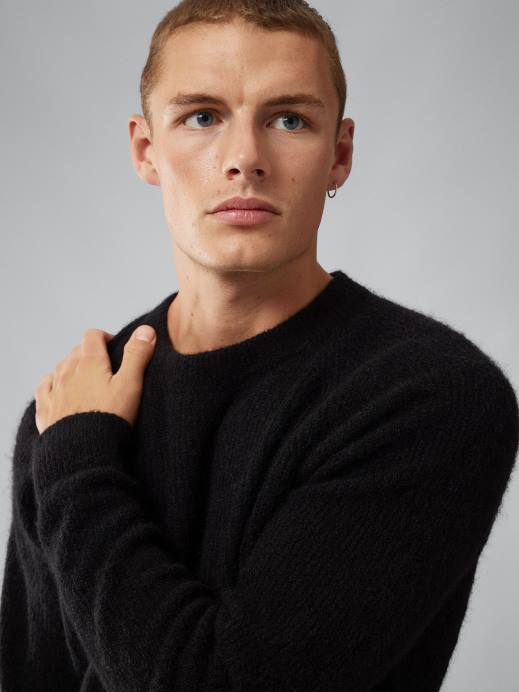 Men J.Lindeberg Black Vance Mohair Blend Sweater Clothing 8R622296