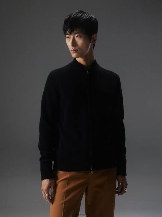Men J.Lindeberg Black Yousin Merino Zip Sweater Clothing 8R622277