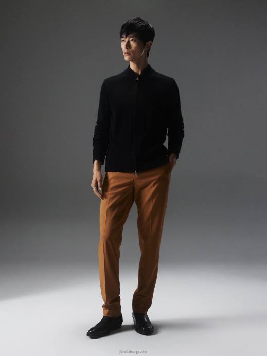 Men J.Lindeberg Black Yousin Merino Zip Sweater Clothing 8R622277