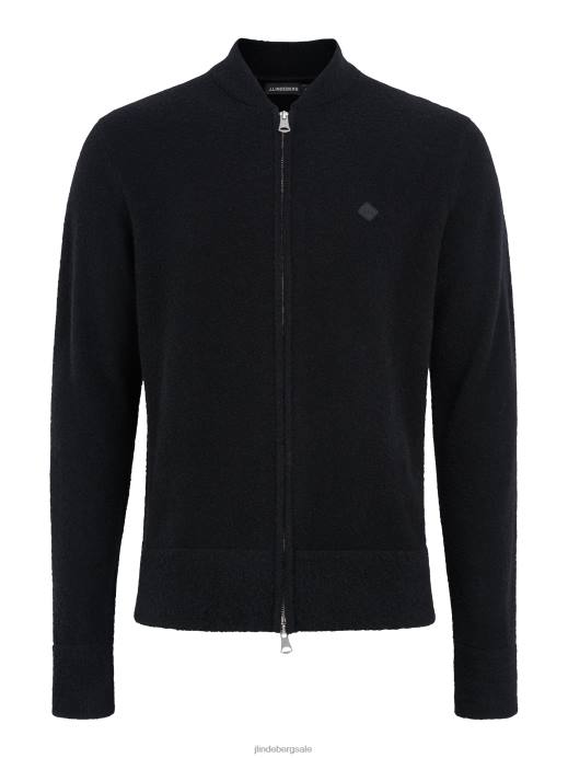 Men J.Lindeberg Black Yousin Merino Zip Sweater Clothing 8R622277