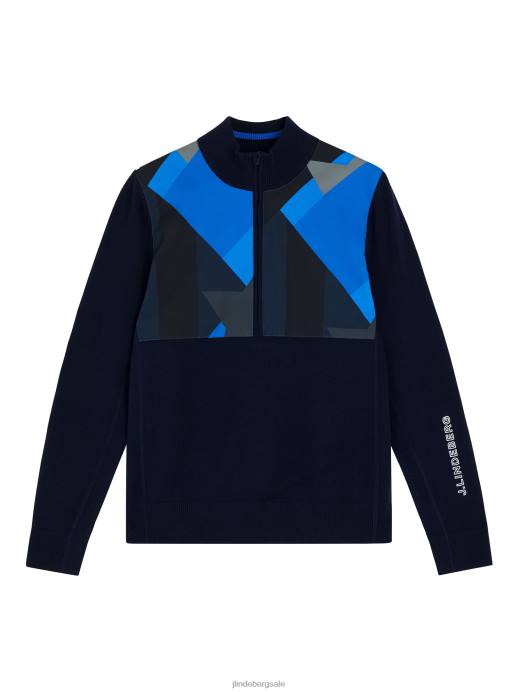 Men J.Lindeberg Blue Flag Patchwork Hybrid Sweater Clothing 8R622342