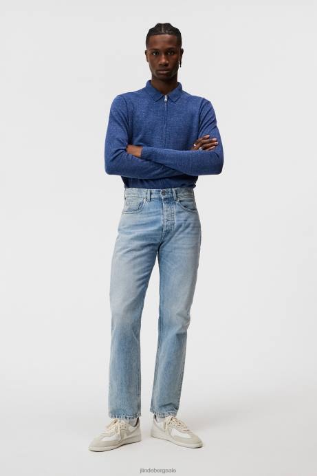 Men J.Lindeberg Blue Quartz Nylo Linen Blend Full Zip Clothing 8R621033