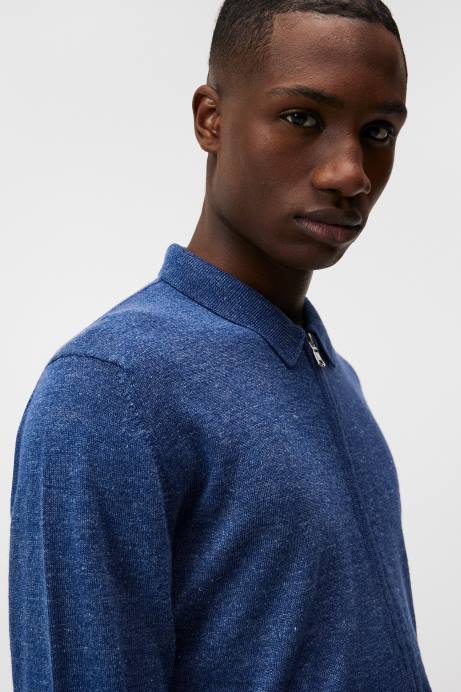 Men J.Lindeberg Blue Quartz Nylo Linen Blend Full Zip Clothing 8R621033