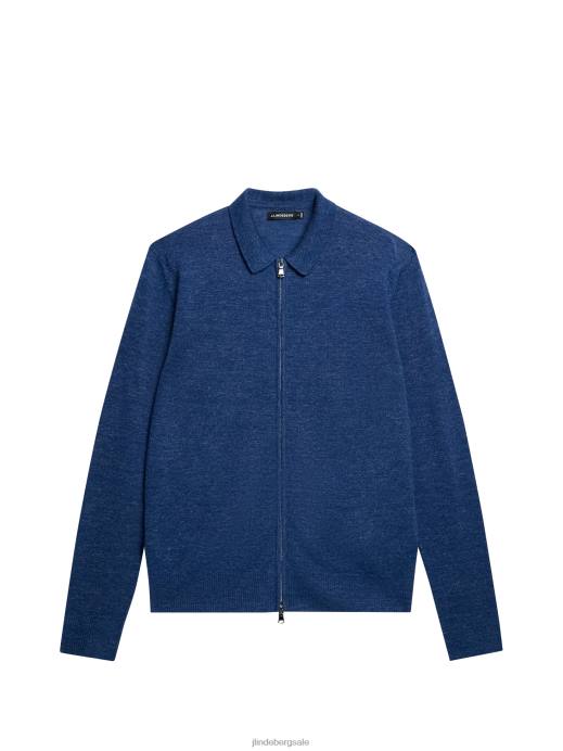 Men J.Lindeberg Blue Quartz Nylo Linen Blend Full Zip Clothing 8R621033