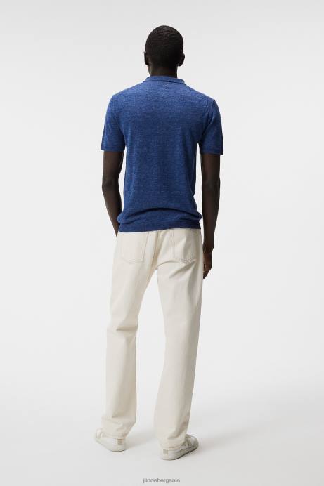 Men J.Lindeberg Blue Quartz Ridge Linen Blend Polo Clothing 8R621027