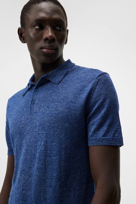 Men J.Lindeberg Blue Quartz Ridge Linen Blend Polo Clothing 8R621027