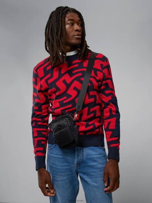 Men J.Lindeberg Bridge Swirl Red Swirl Sweater Clothing 8R622347